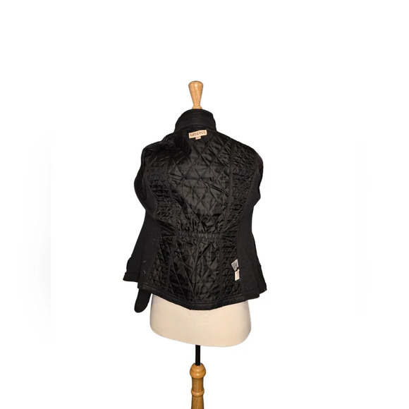 Merona Black Quilted Lightweight Jacket Women’s Medium Riding Style Snap Front - Picture 5 of 6